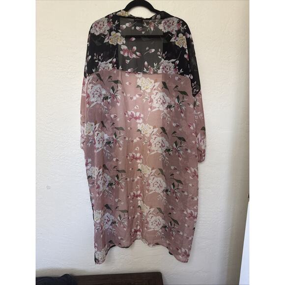 14th & Union Women’s Poncho Sheer black Floral Cardigan Fall Shawl, One Size OS - Picture 6 of 12